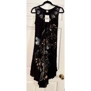 NET Seven Island black floral dress/bathing suit coverup.